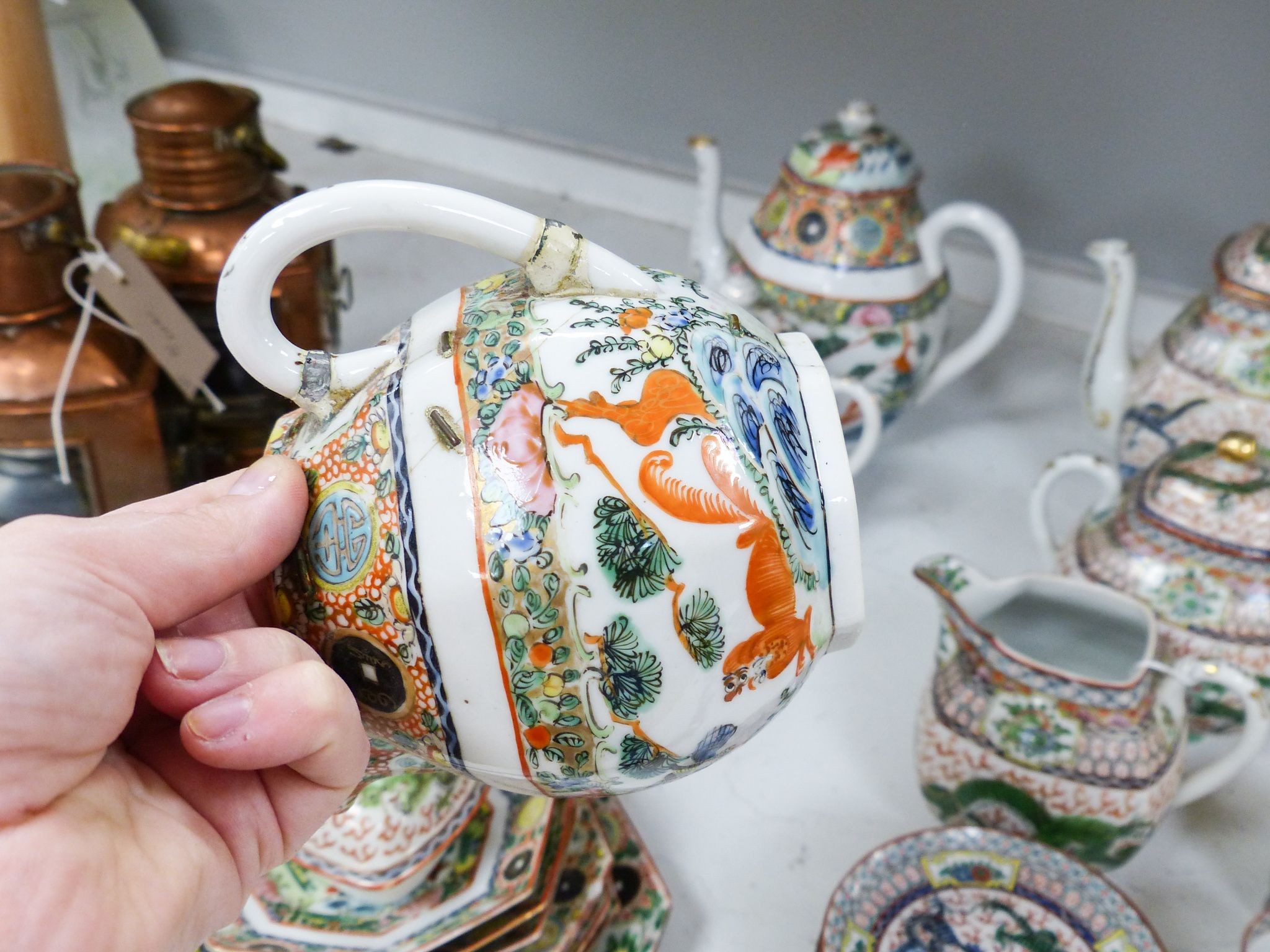 A Cantonese porcelain part tea and coffee set